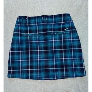 Nike Women's Golf Tour Performance Dri Fit Skirt Blue Plaid Stretch Size 4